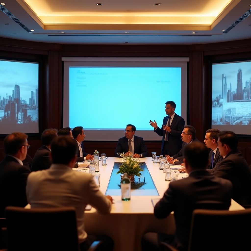 Business workshop with interactive session